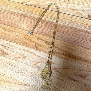 Timeless Jcrew gold long tassel necklace